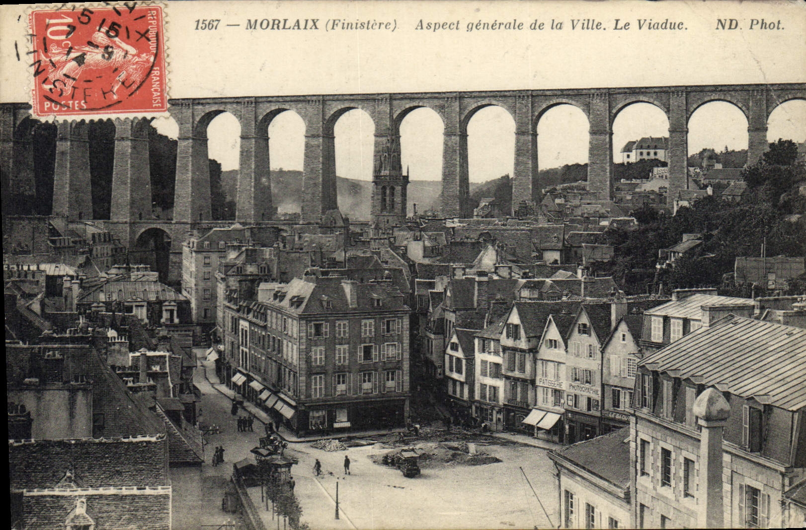CPA Morlaix Finistere Aspect generale de la Ville Le Viaduc 