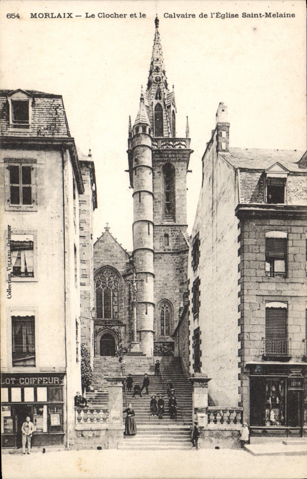 CPA Morlaix Le Clocher et le Calvaire de l'Eglise St Melaine
