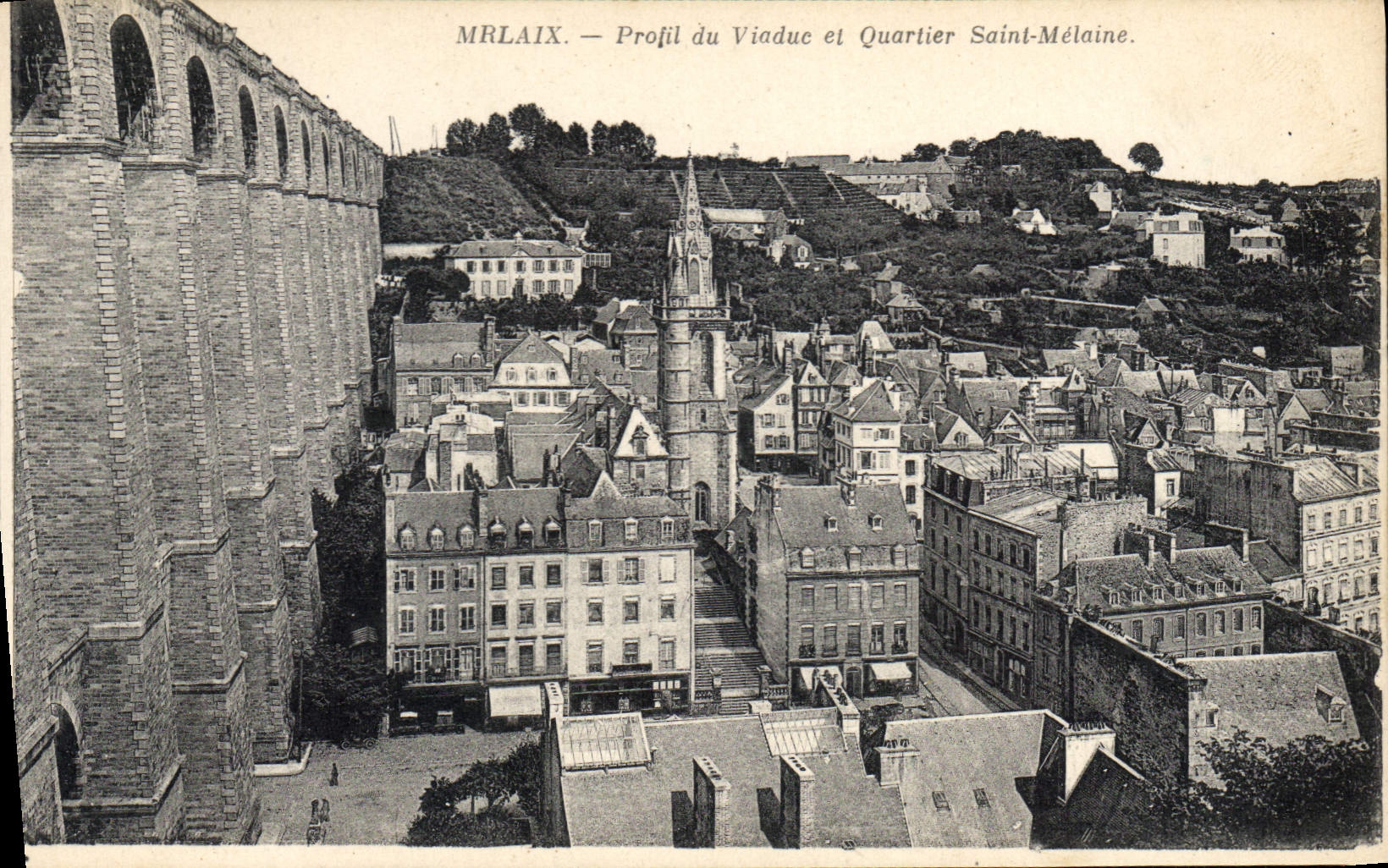 CPA Mrlaix Profil du Viaduc et Quartier St Melaine 