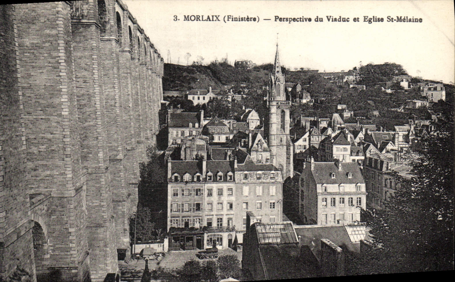 CPA Morlaix Finistere Perspective du Viaduc et Eglise St Melaine