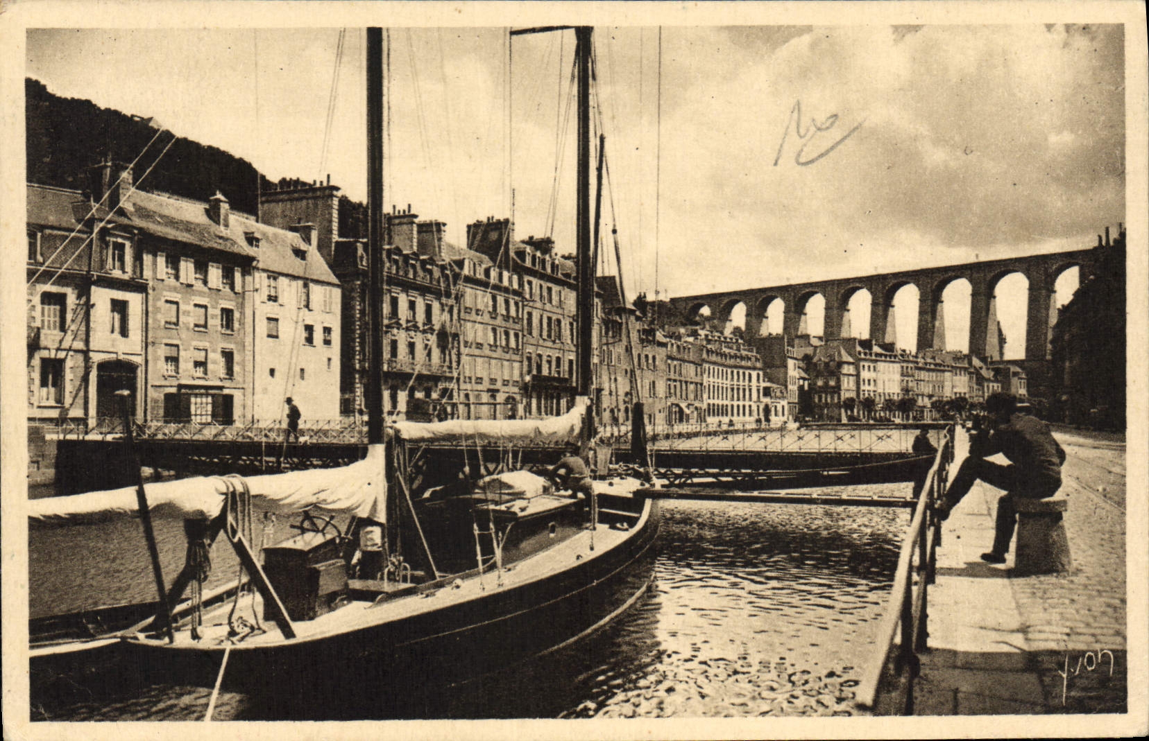 CPA Bretagne Morlaix Finistere Le Bassin a Flot et le Viaduc 