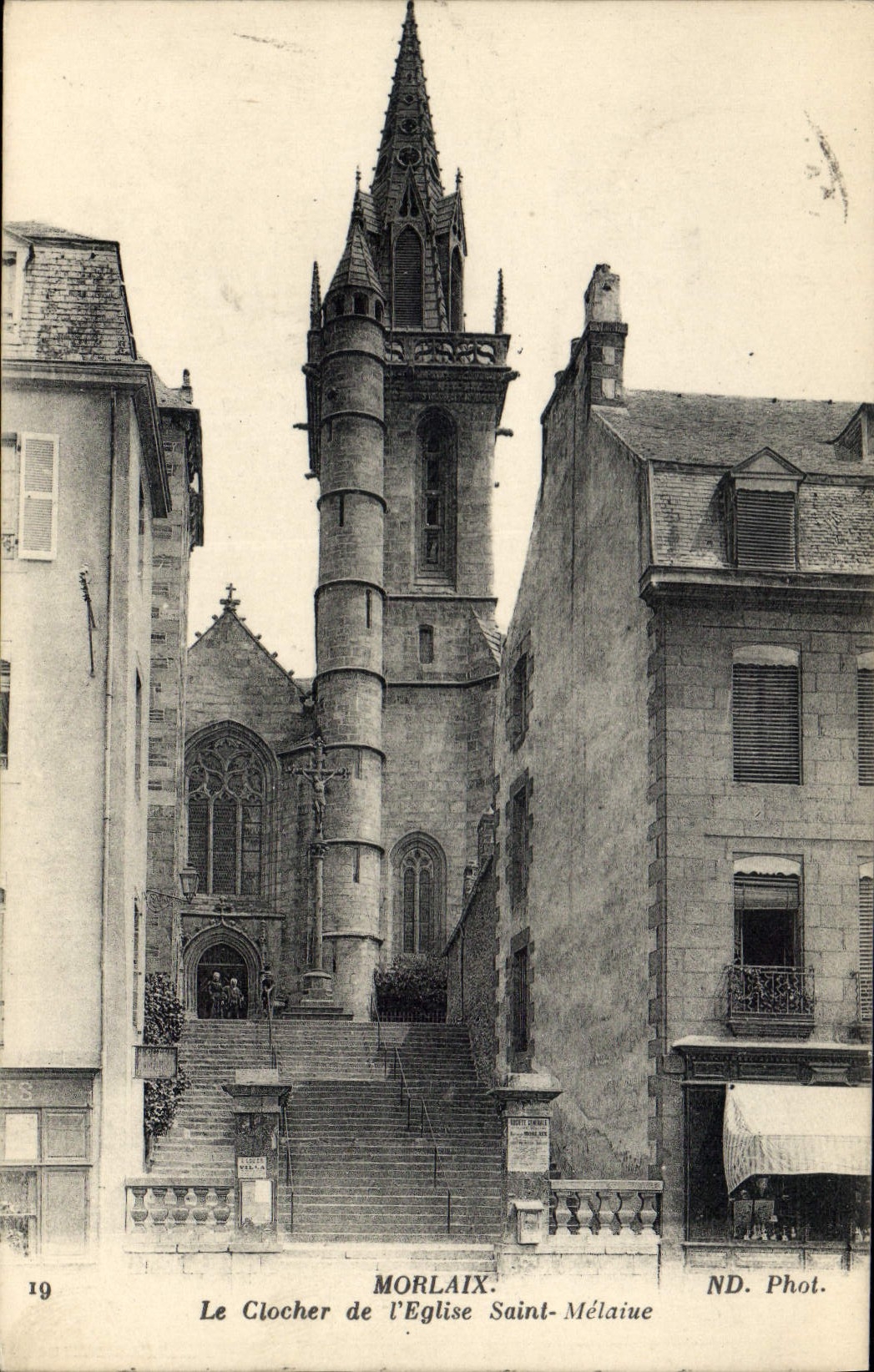 CPA Morlaix Le Clocher de l'Eglise St Melaine 