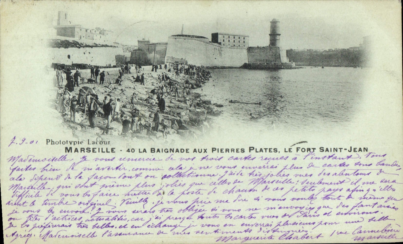 CPA Marseille La Baignade ayx Pierres Plates Le Fort Saint Jean
