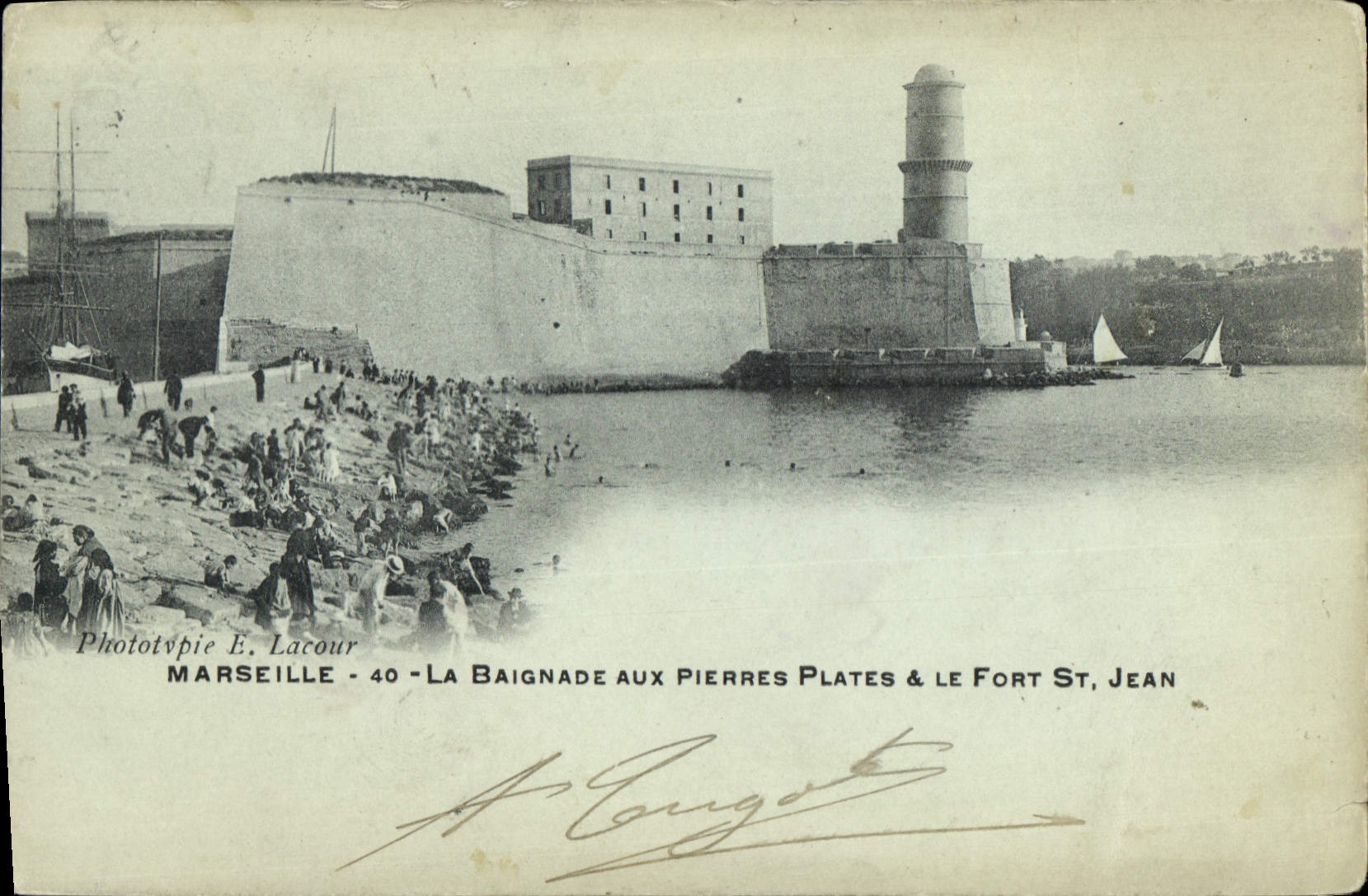 CPA Marseille La Baignade aux Pierres Plates Le Fort St Jean