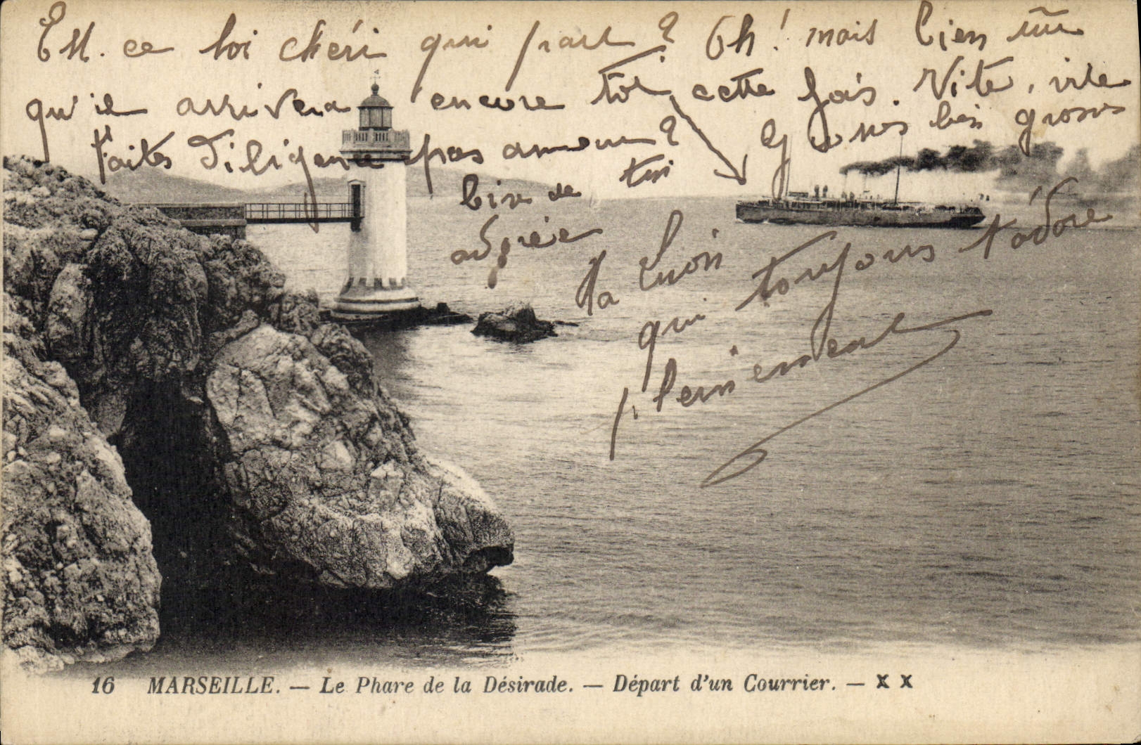 CPA Marseille Le Phare de la Desirade Depart d'un Courrier