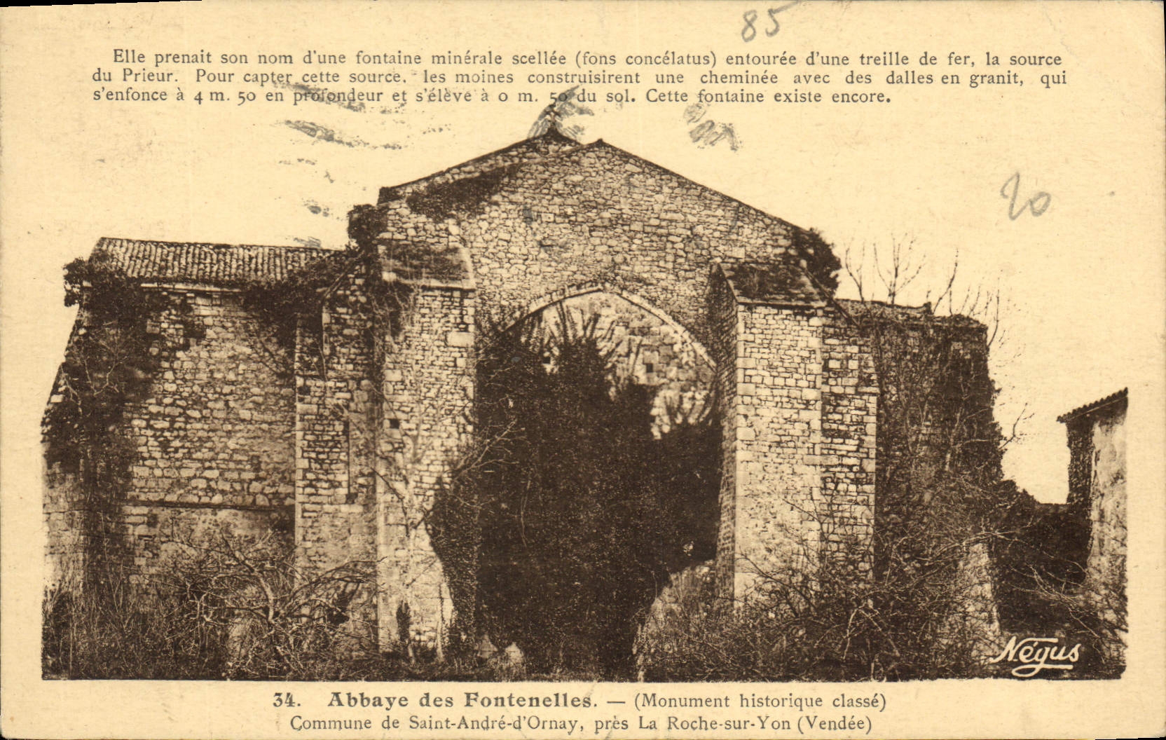 CPA Abbaye des Fontenelles Monument Historique Classe commune de Saint Andre d'Ornay pres la Roche s