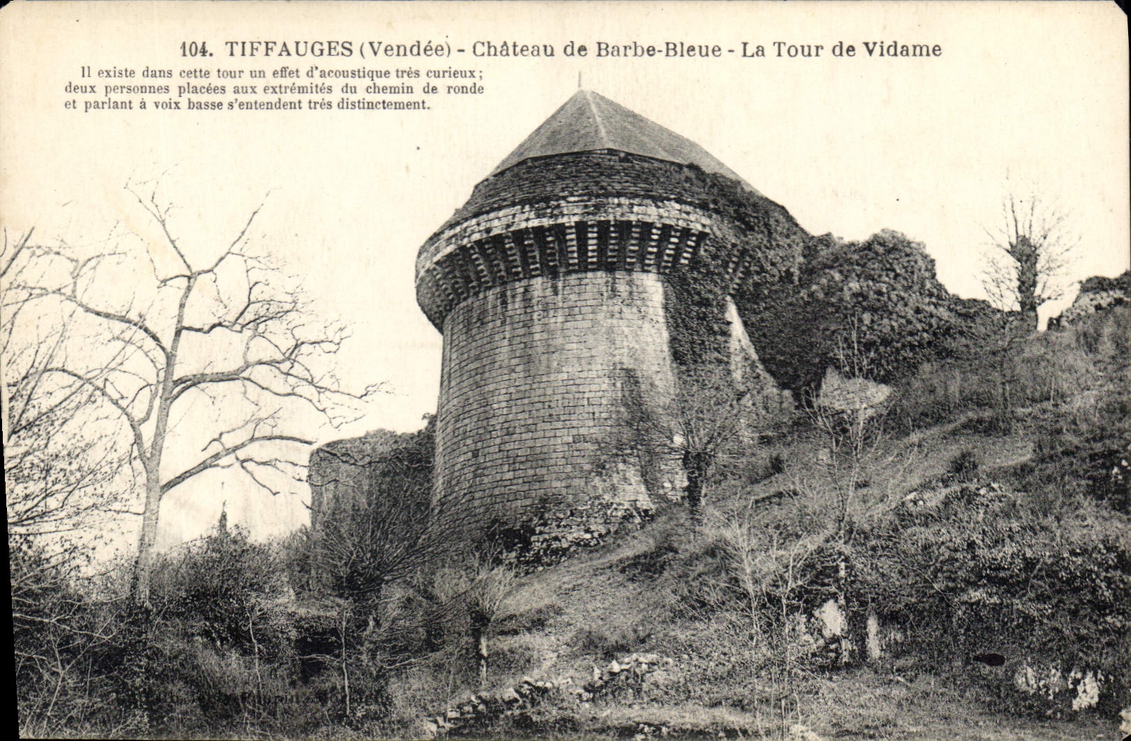 CPA Tiffaugues Vendee chateau de Barbe Bleue La Tour de Vidame il existe dans cette tour un effet d'