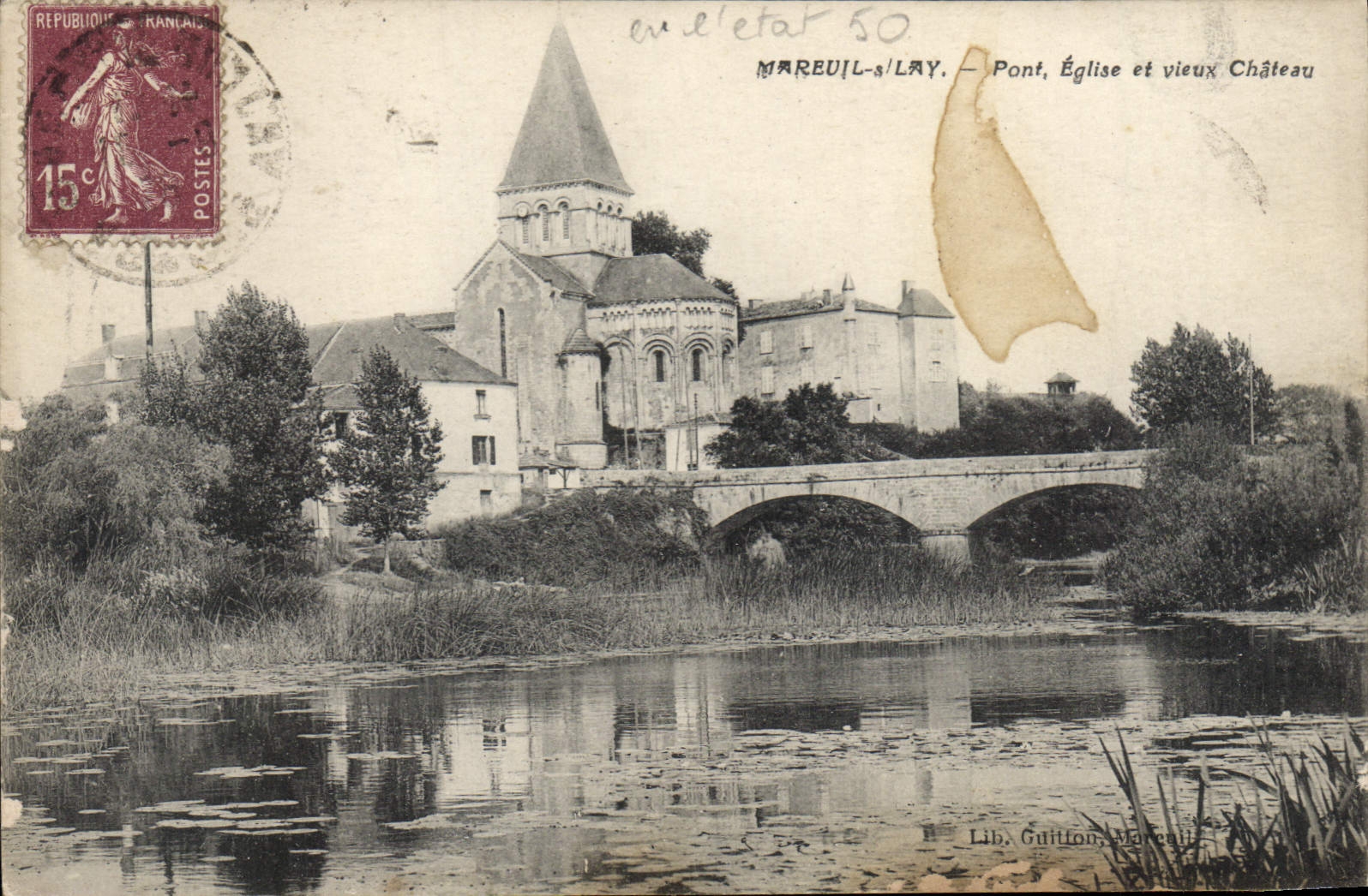 CPA Mareuil sur Lay pont eglise et vieux chateau 