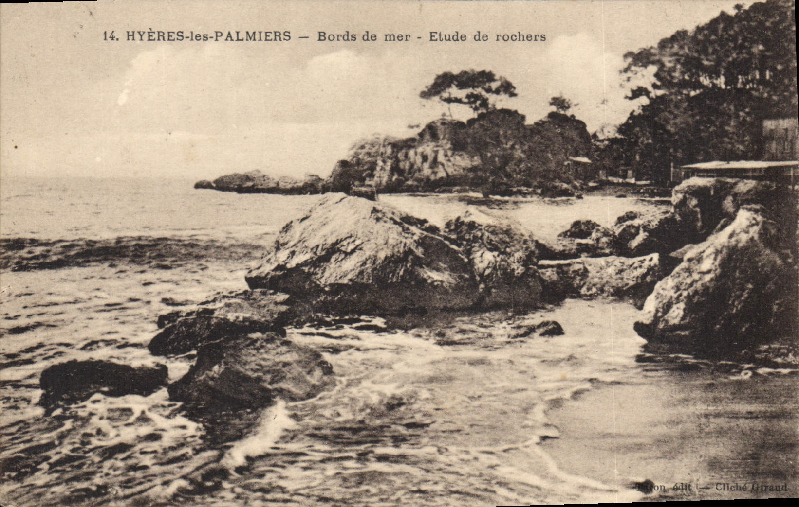 CPA Hyeres les Palmiers Bords de mer etude de rochers 