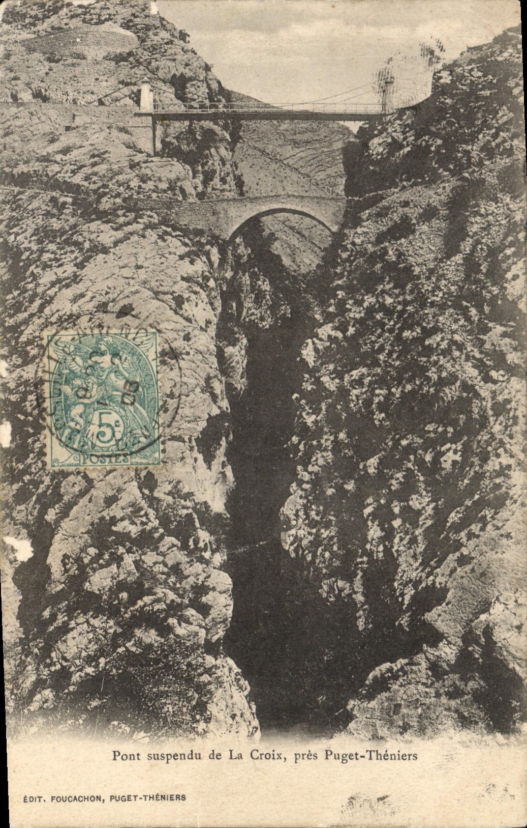 CPA Pont suspendu de La Croix pres Puget Theniers 