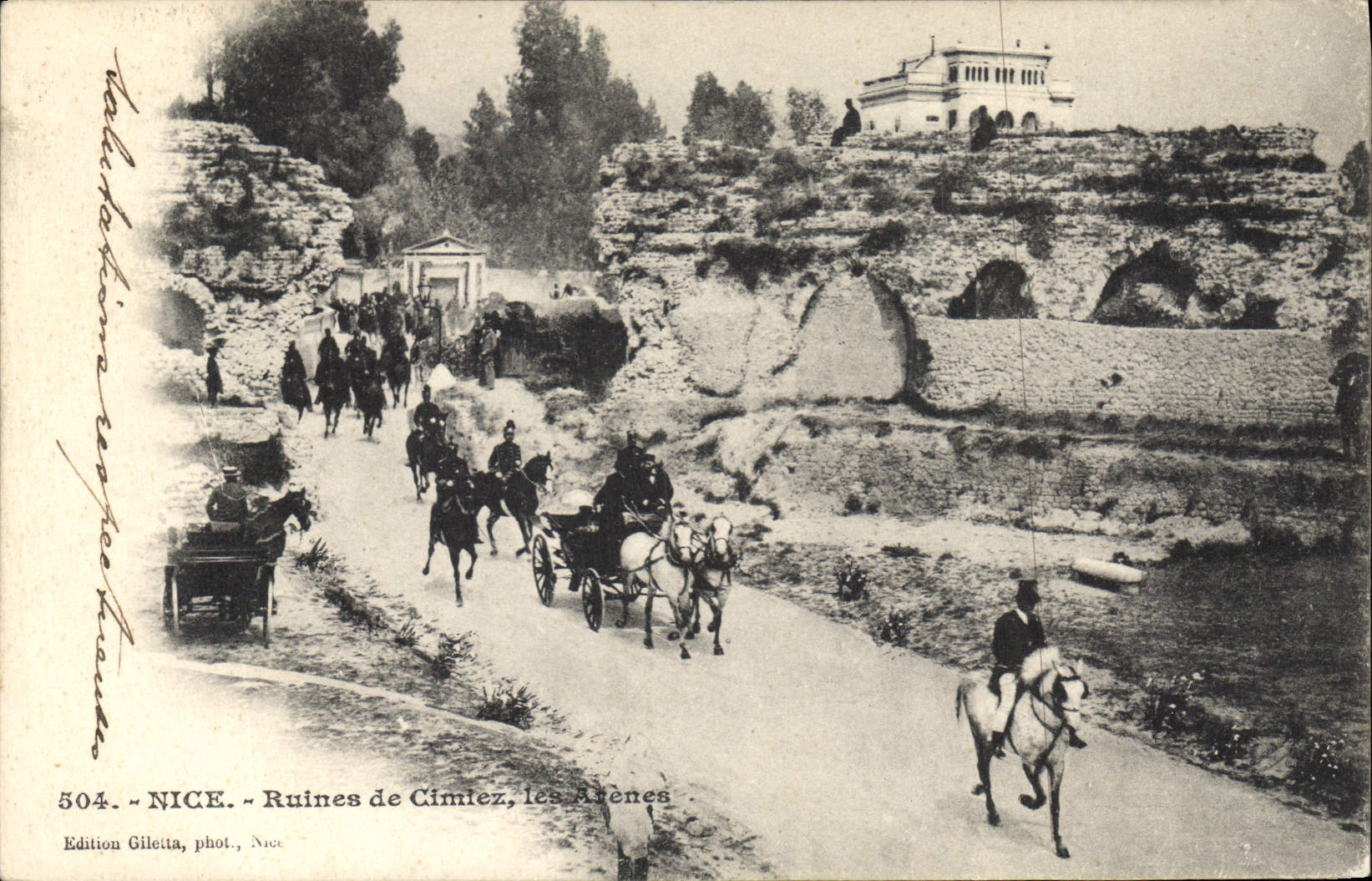 CPA Nice Ruines de Cimiez Les Arenes Chevaux Cavaliers