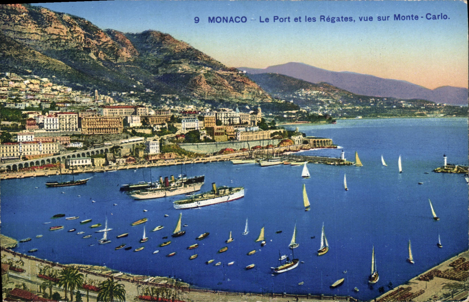 CPA Monaco Le port et les Regates vue sur Monte Carlo