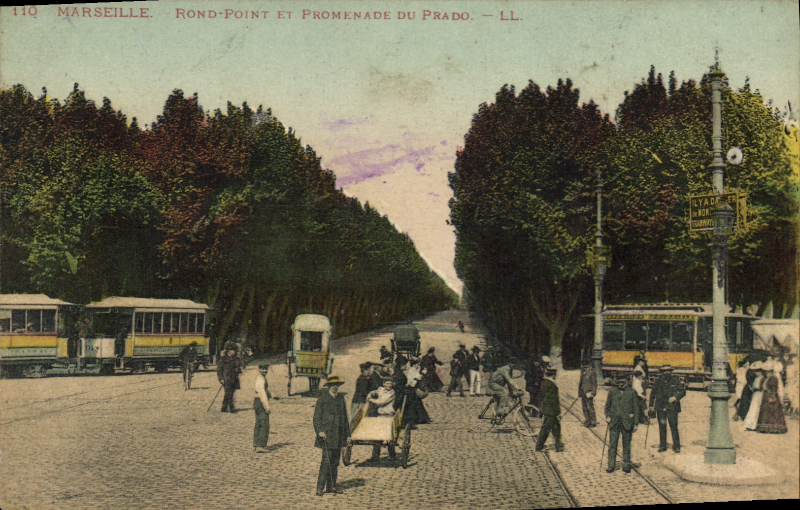 CPA Marseille Rond Point et Promenade du Prado Tramways