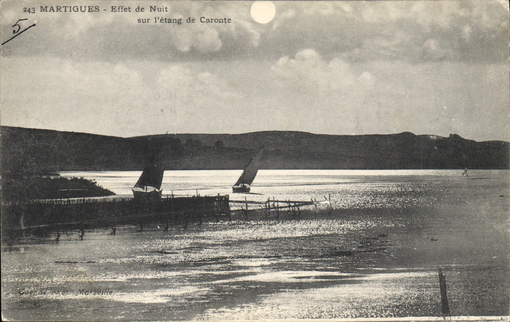 CPA Martigues Effet de Nuit sur l'etang de Caronte