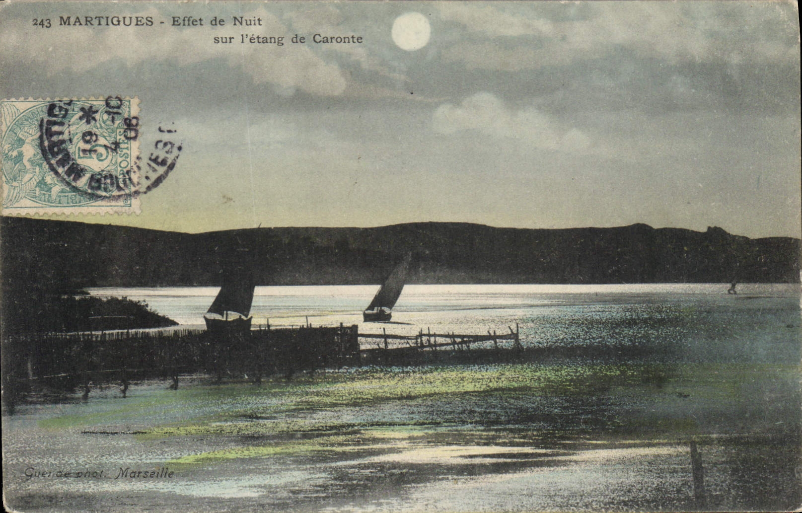 CPA Martigues Effet de Nuit sur et I'Etang de Caronte