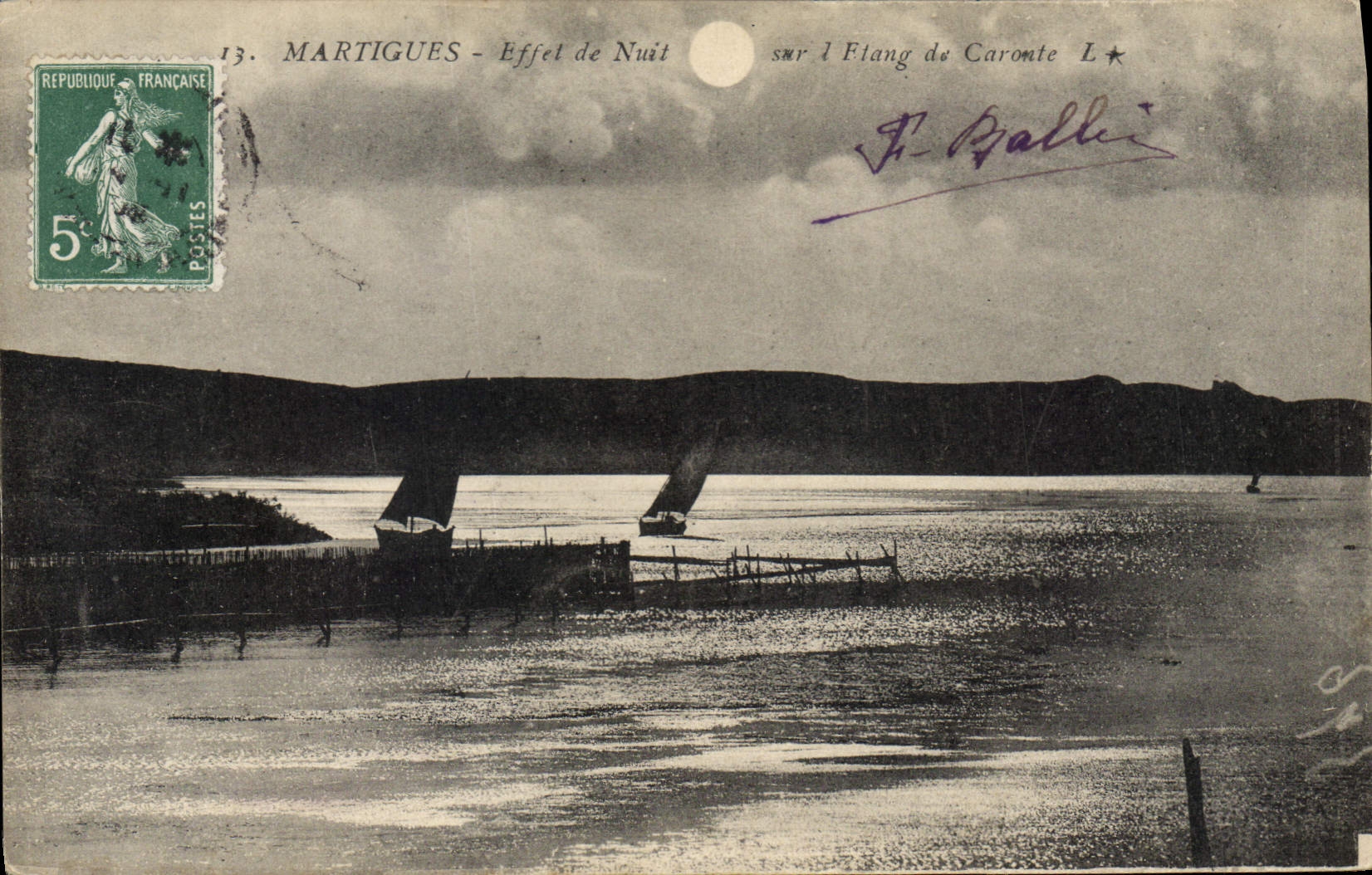 CPA Martigues Effet de Nuit et I'Etang de Caronte