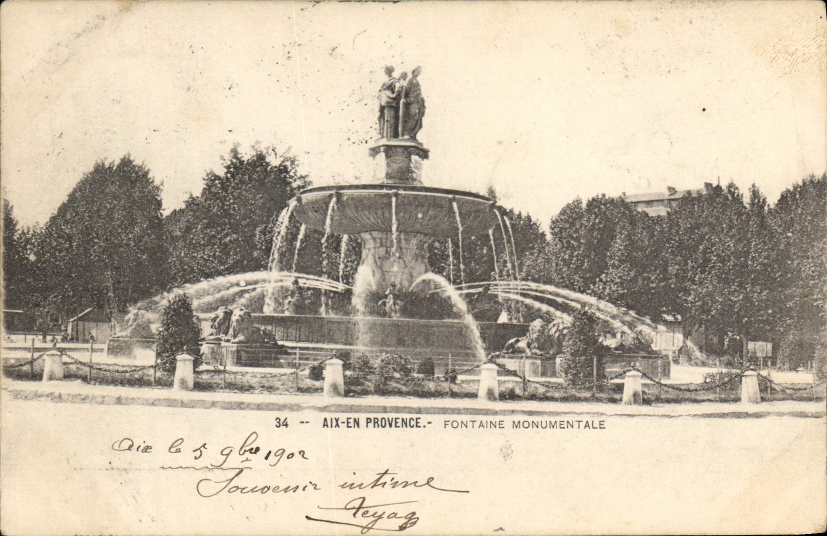 CPA Aix en Provence Fontaine Monumentale 