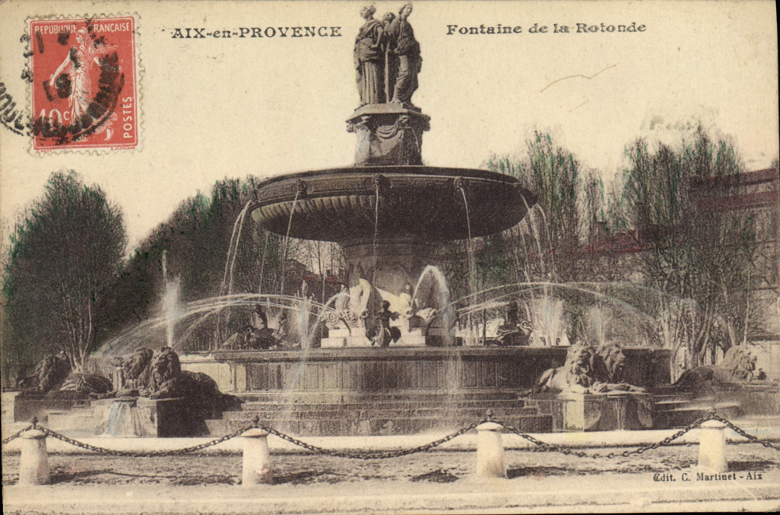 CPA Aix en Provence Fontaine de la Rotonde 