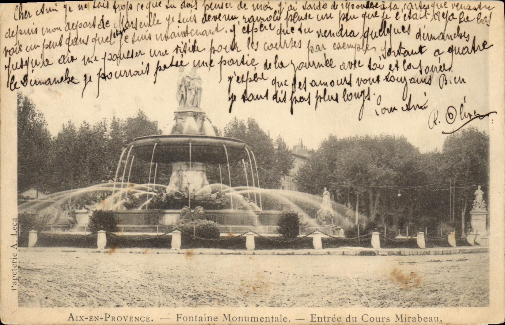 CPA Aix en Provence Fontaine Monumentale Entree du Cours Mirabeau 