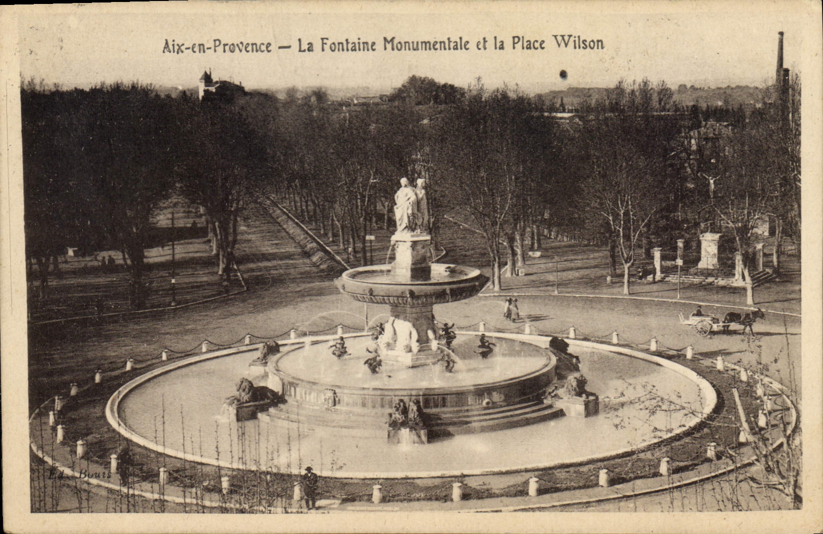 CPA Aix en Provence La Fontaine Monumentale et la Place Wilson 