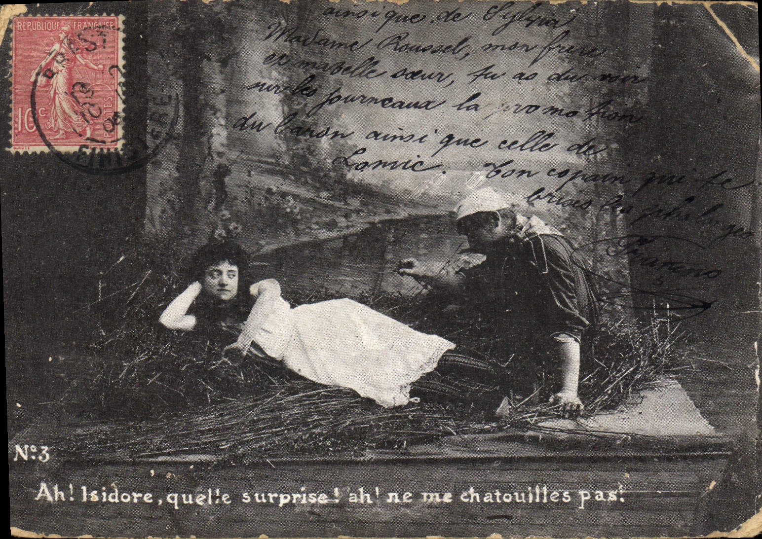 CPA Ah Isidore quelie surprise ah ne me cchatouilles pas 