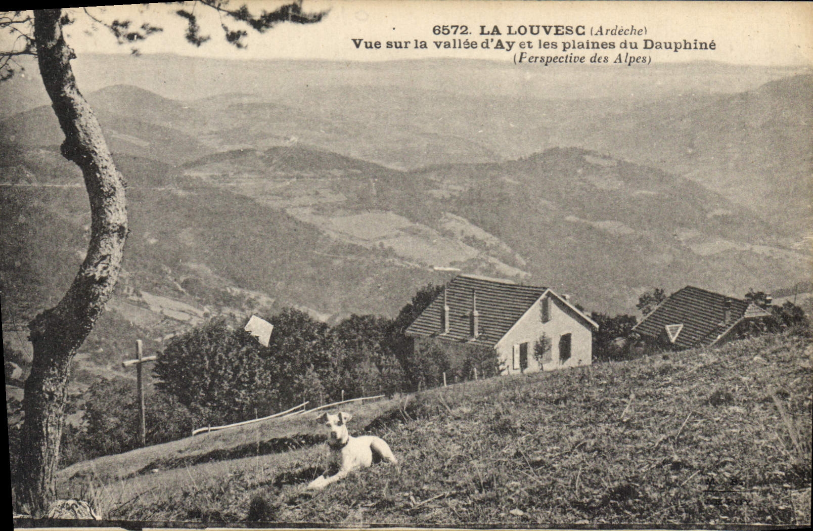CPA La Louvesc Ardeche vue sur la Vallee d'Ay et les Plaines du Dauphine Perspective des Alpes 