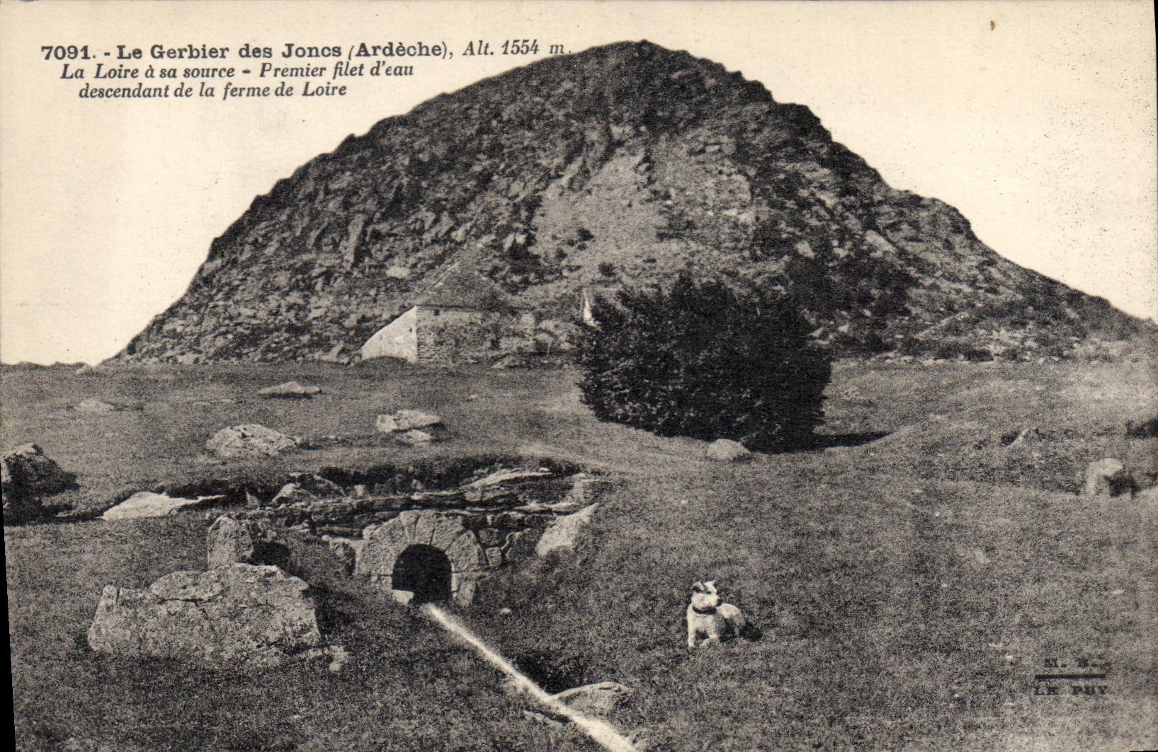 CPA Gerbier des Joncs (Ardeche) alt 1554 m La Loire a sa source Premlier filet d'eau descendant de l