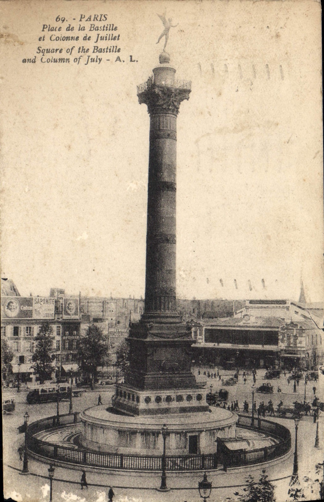 CPA Paris Place de la Bastille et Colonne de Juillet