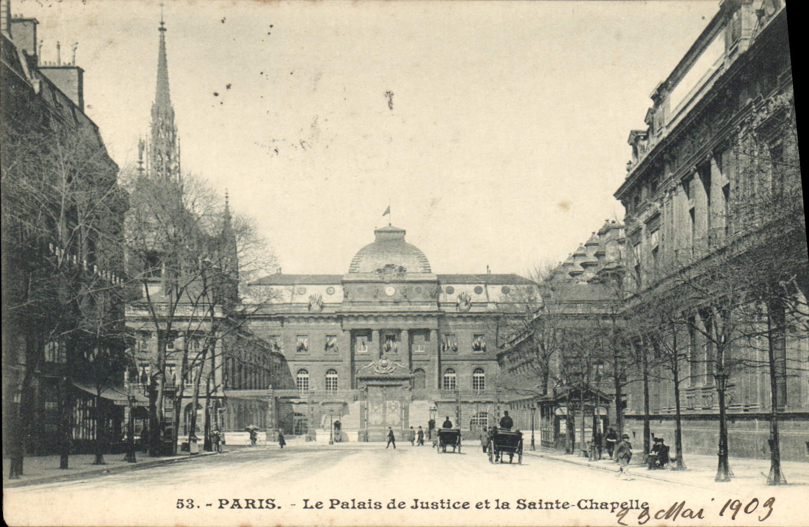 CPA Paris Le Palais de Justice et la Sainte Chapelle 29 mai 1909