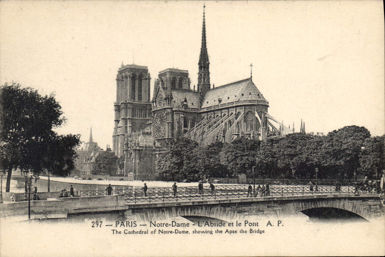 CPA Paris Notre Dame L'Abside et le Pont