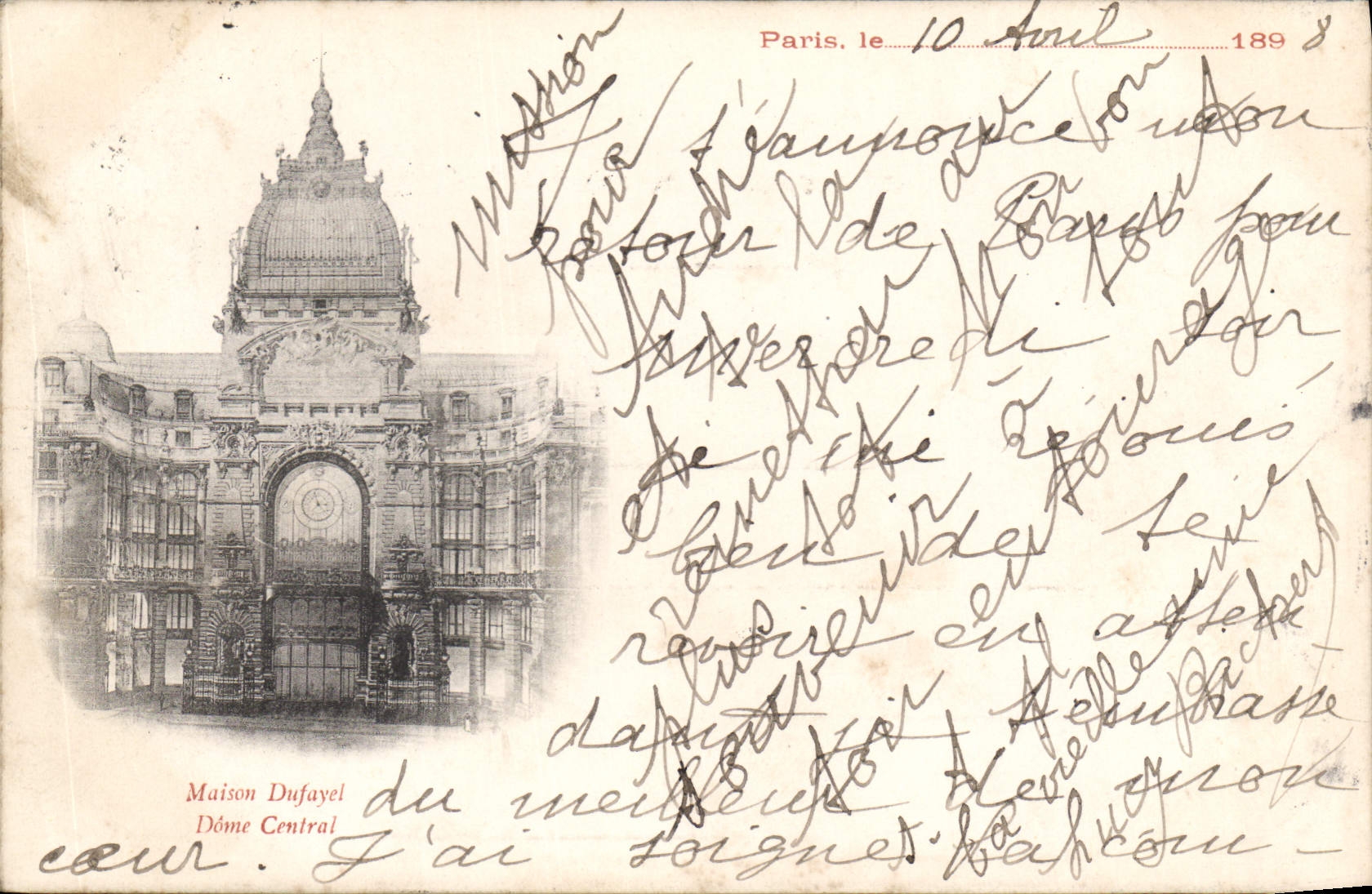 CPA Paris Maison Dufayel Dome central Carte 1898