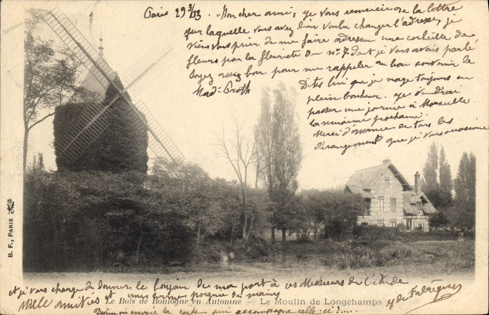 CPA Paris Le Bois de Boulogne en Automne Moulin a vent
