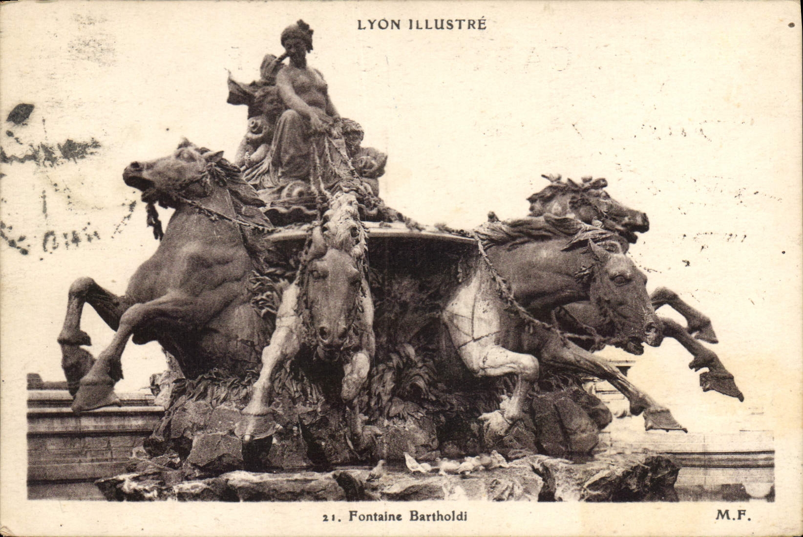 CPA Lyon illustre Fontaine Bartholdi
