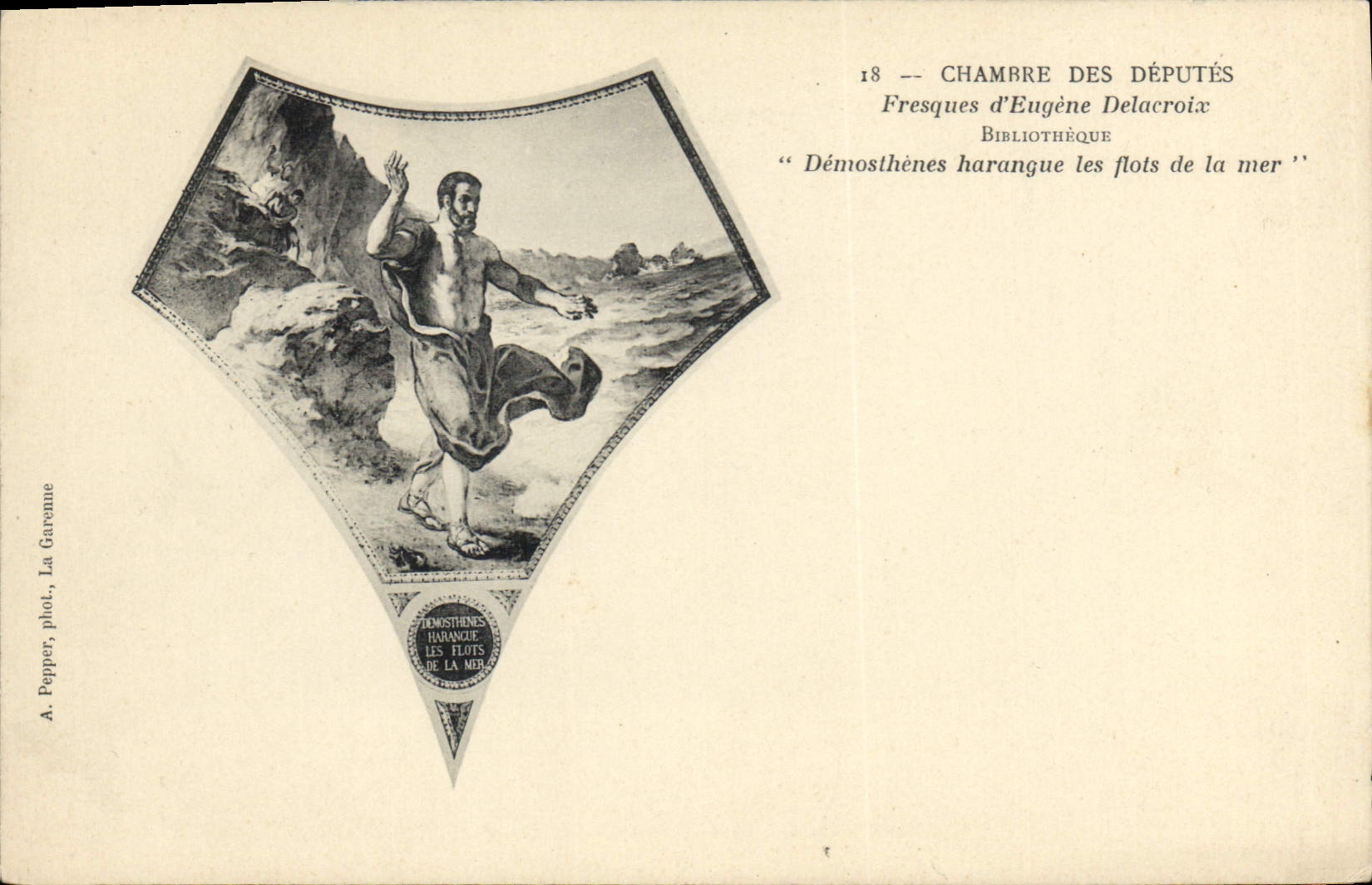 CPA Chambre des Deputes Fresques d'Eugene Delacroix Bibliotheque Demosthenes harangue les flots de l