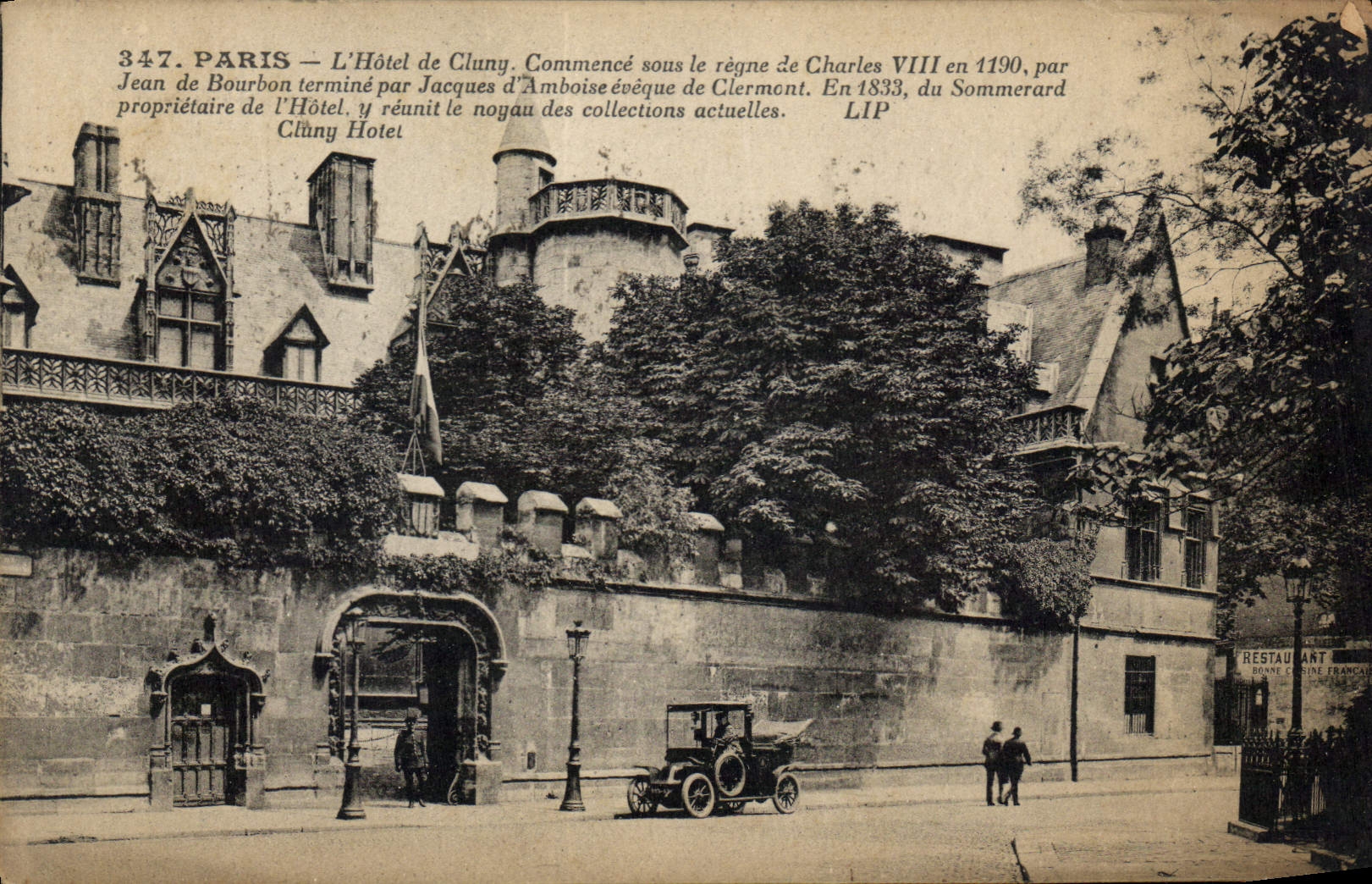 CPA Paris L'Hotel de Cluny Commence sous le regle de Charles VIII en 1190 par Jean de Bourbon termin