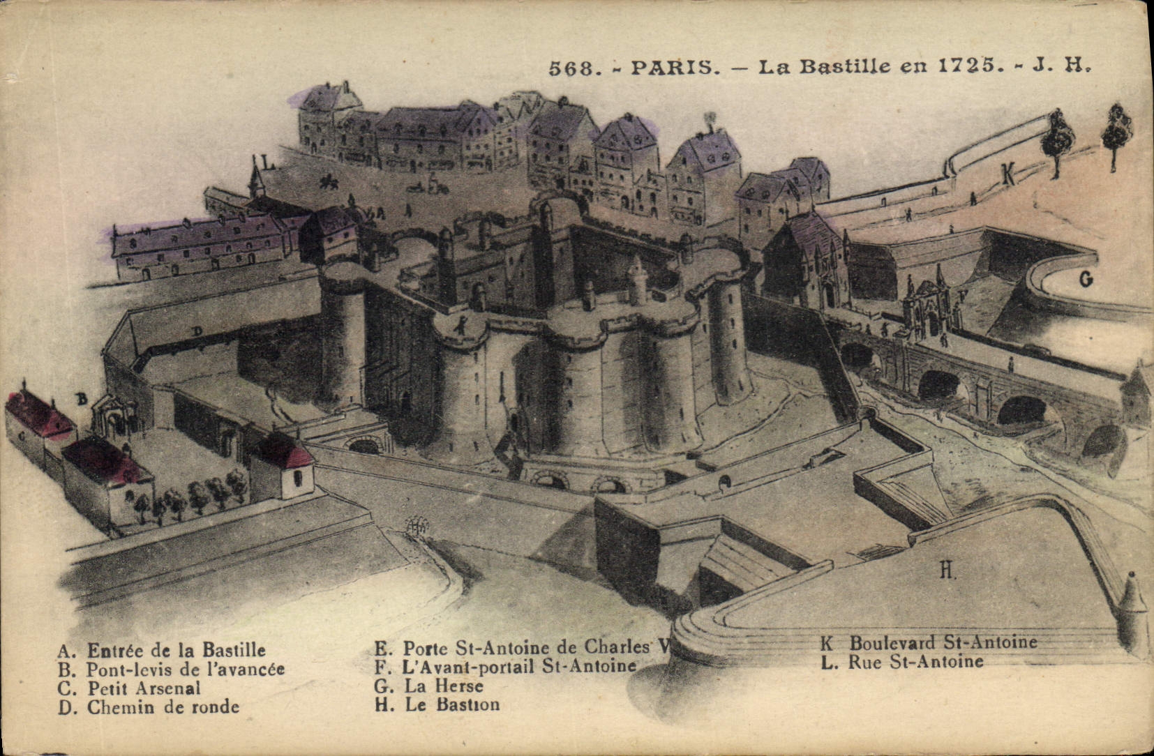 CPA Paris La Bastille en 1725