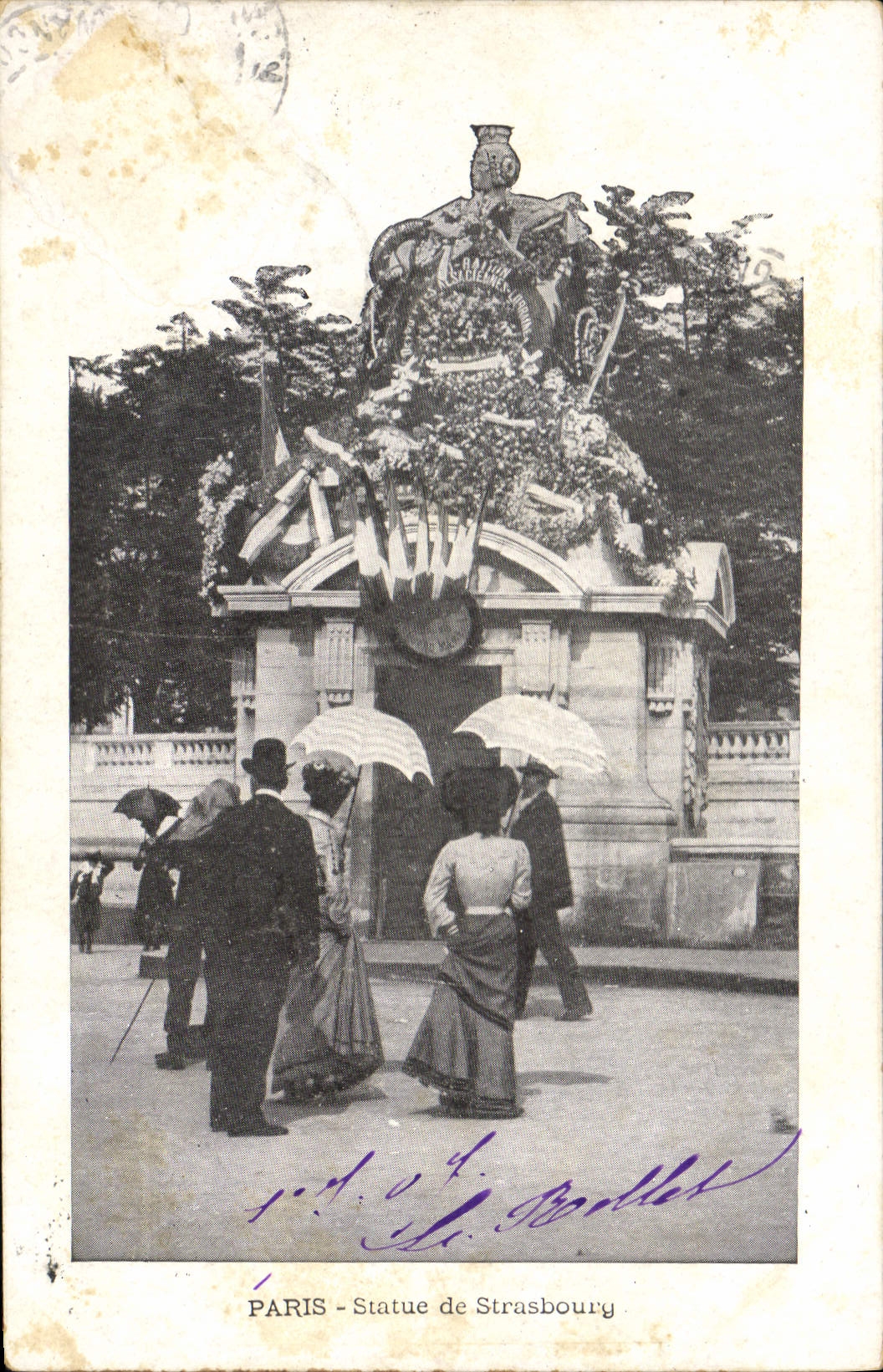 CPA Paris Statue de Strasbourg