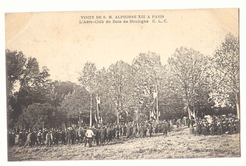 Visite 11 S M Alphonse XIII a Paris CPA L'Aero Club du Bois de Boulogne