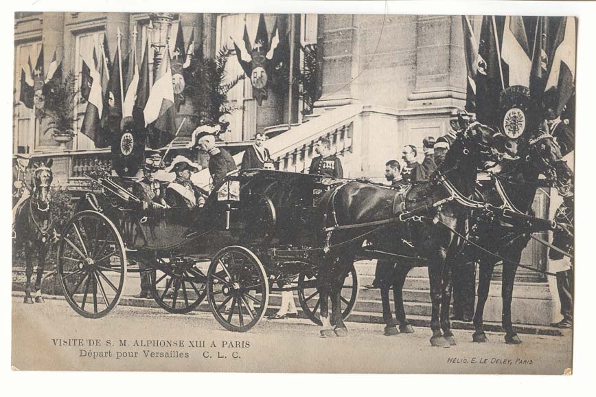 Visite de S M Aphonse XIII a Paris CPA Depart pour Versailles