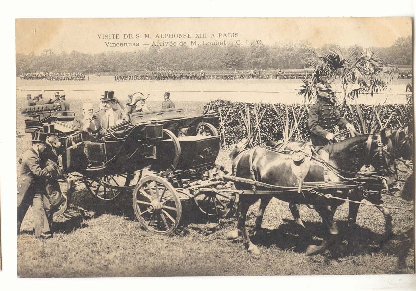 Visite de S M Alphonse XIII a Paris CPA Vincennes Arrivee de M Loubet