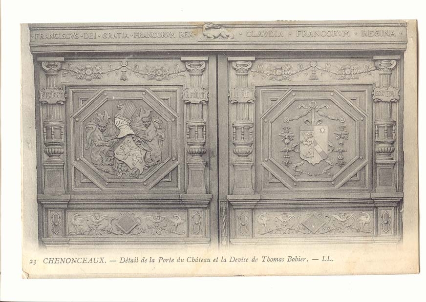 Chenonceaux CPA Detail de la porte du chateau et le devise de Thomas Babier