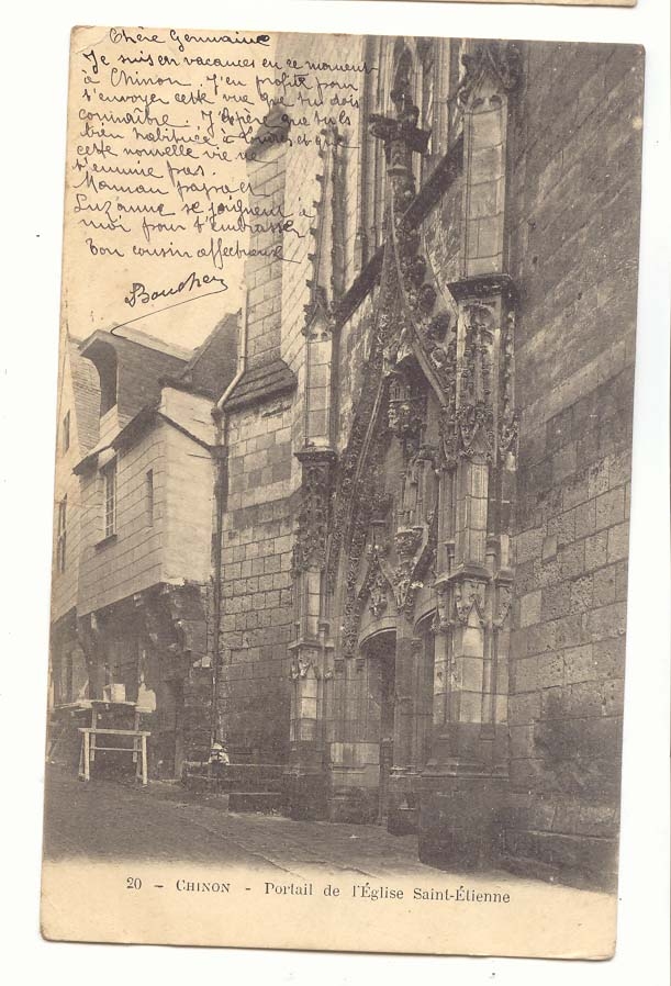 Chinon CPA portail de l'eglise Saint Etienne