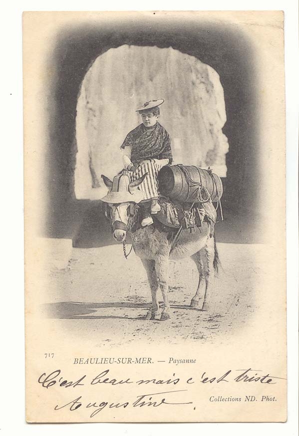 Beaulieu sur mer CPA Paysanne (ane donkey)