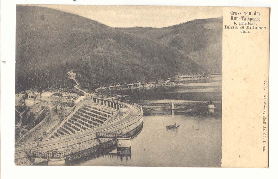 Suisse CPA Gruss von der Ruru Talsperre b Heimbach Inhalt 46 millionen cbm (barrage)
