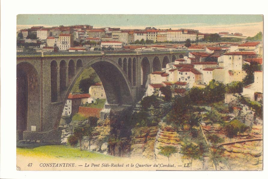 Algerie Constantine CPA Le pont Sidi rached et le quartier du Condiat
