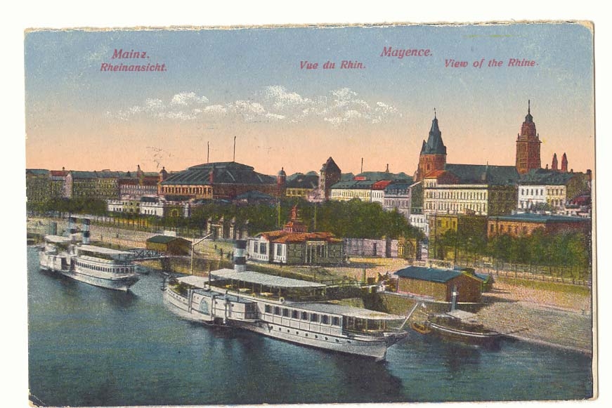 Allemagne Mainz CPA Mayence vue du Rhin (bateaux ships)