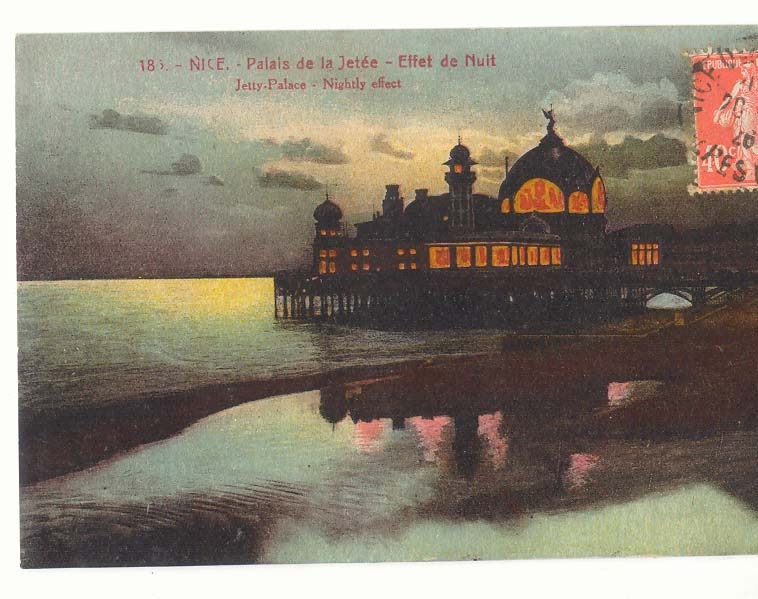 Nice CPA Palais de la jetee Effet de nuit