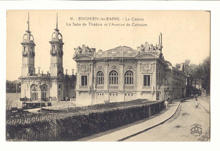 Enghien les Bains CPA Le casino La salle de theatre et l'avenue de ceinture + pub Loterie
