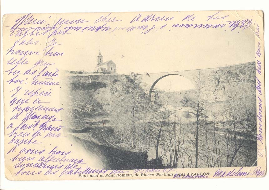 CPA Pont neuf et pont romain de Pierre Perthuis pres avallon