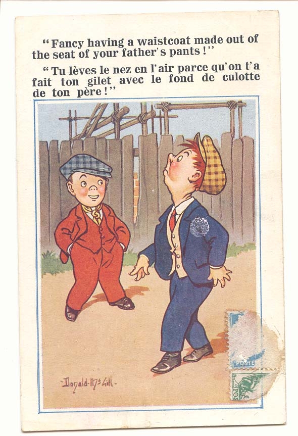 CPA Fantaisie Fancy having a waistcoat made out of the seat (culott de ton pere)